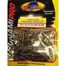 Tsunami Pro Strong Swivels with Coastlock Size 6 20 Unidades