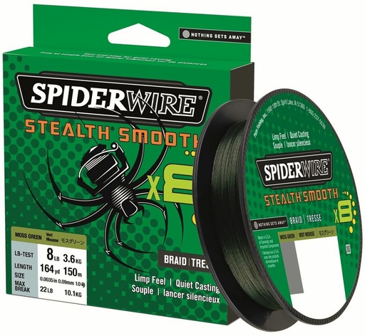 Spiderwire Stealth Smooth8 Moss Green Braid 150m - 0.23mm 23.6kg / 52lb